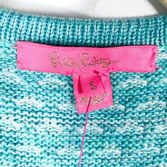 Lilly‎ Pulitzer Kienna Cardigan Cumulus Blue Metallic Marl Open Front Sz S - Picture 7 of 11